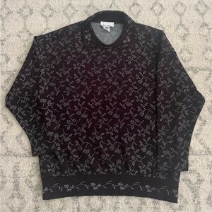 1980s black Retro Devon collar Sweater paisley whimsical goth Size:Medium